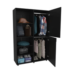 FM FURNITURE Ollie 2-Door Wardrobe with Open Storage,Wengue