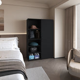 FM FURNITURE Ollie 2-Door Wardrobe with Open Storage,Wengue