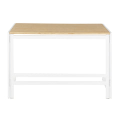 Roman Industrial Office Desk in White Metal and Natural Wood-Pressed Grain Bamboo by LumiSource