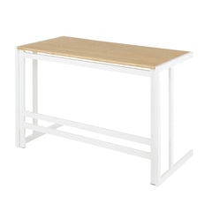 Roman Industrial Office Desk in White Metal and Natural Wood-Pressed Grain Bamboo by LumiSource