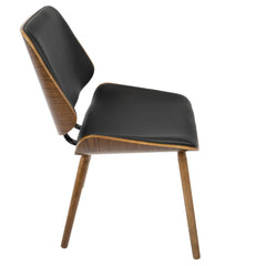 Lombardi Mid-Century Modern Dining/Accent Chair in Walnut with Black Faux Leather by LumiSource - Set of 2