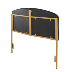 Lindsey Contemporary/Glam Queen Headboard in Gold Steel and Black Velvet by LumiSource