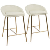 Matisse Glam 26" Counter Stool with Gold Frame and Cream Fabric by LumiSource - Set of 2