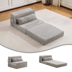 Compression Mahjong Sofa,Convertible Floor Sofa Bed ,DIY Boneless Modular Sectional Sofa,No Assembly Required,Circle fleece fabric,Oversized Single Sofa with 1 Pillow,Light Grey