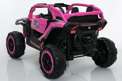 Ride on Models Truck Car 12V Kids Electric Vehicles, Remote Control, Front & Rear Shock Suspension, 2 Seater UTV, Flashlights and a built-in music player, For Age 3-6 Years Old (Magenta)