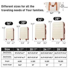 Hardshell Luggage Sets 4 pcs + Bag Spinner Suitcase with TSA Lock Lightweight-16"+20"+24"+28" Luggages