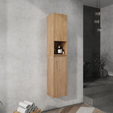 12" Bathroom Side Cabinet,Soft Close Doors,Float Mounting Design,Imitative Oak, SC00112IMO+SC00212IMO-K (KD-Packing)