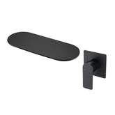 Wall Mount Bathtub Faucet Matte Black Single Handle Modern Bathroom Sink Faucet with Rough in Valve High Flow Filler Waterfall Tub Spout