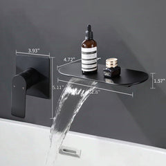 Wall Mount Bathtub Faucet Matte Black Single Handle Modern Bathroom Sink Faucet with Rough in Valve High Flow Filler Waterfall Tub Spout