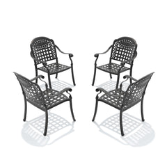 Cast Aluminum Patio Dining Chair 4PCS With Black Frame and Blue Cushions (same sku: W1710P166056)