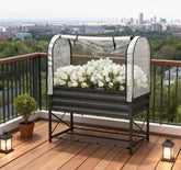 Metal Elevated Planter Box,Raised Garden Bed with Legs and Cover,with Bottom Shelf and Liner for Vegetables