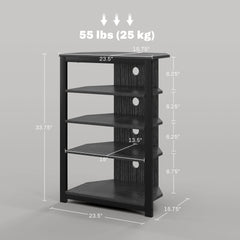 TV Stand, Storage Shelves and Steel Frame for Bedroom, Black