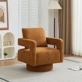 29.13" W Square Swivel Accent Chair, Modern Rotating Arm Chair with Open Back,360 Degree Rotation, Lounge Club Chair with Removable Back Cushion for Living Room, Hotel, Bed Room,Caramel