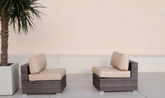 28" Wide Armless Outdoor Chairs with Cushions (Set of 2) – Fully Assembled
