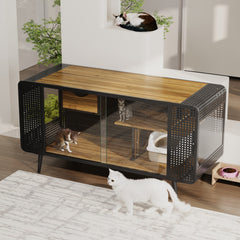 55.12 "Spacious Cat House with Tempered Glass, for Living Room, Hallway, Study and Other Spaces