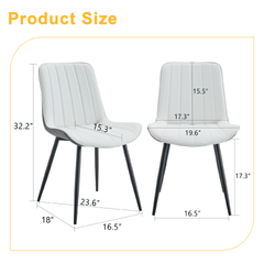 Extended Seat Cushion PU Dining Chair Set - Four Pieces.Smooth line design.Can integrate well into various modern home decoration styles.White and Dark Gray Splicing Colors.