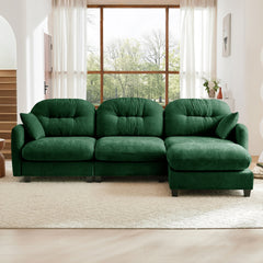 Modular Sectional L Shaped Couch With Ottoman, Premium Chenille Fabric,Tufted Cushion Backrest Design,Ergonomic Design Easy Install,Fits Bedrooms, Living Rooms Reading Nooks,Green