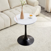 Round Dining Table, 23.6" Circle Tulip Table with Thickened Tabletop & Metal Pedestal, Mid Century Modern Bistro Table for Kitchen, Small Places, Living Room, Cafe (White)