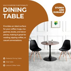 31.5"Walnut COLOR TOP Tulip Table Mid-century Dining Table for 2-4 people With Round Mdf Table Top, Pedestal Dining Table, End Table Leisure Coffee Table