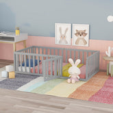 Twin Size Wood Daybed Frame with Fence, Gray