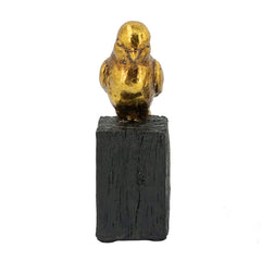 4.5x2.5x7.5" Gold Resin Songbird Sculpture On Black Faux Branch