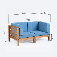 OANA 2-Piece LOVE SEAT SET, BLUE