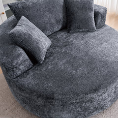 Round Accent Chair, 360 Swivel Chenille Barrel Chair, Fluffy Modern Sleeper for Living Room, Bedroom, Reading Room and Lounge
