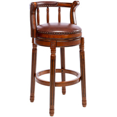 Cow top Leather Wooden Bar Stools, 360 Degree Swivel Bar Chair with Backs,Bar height Couner Height Barstools for Home Kitchen Dining Room and Bar Room(Brown)