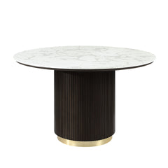 Clayten Engineering Marble Top and Espresso Finish Around Dining Table