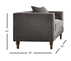 Sidonia Gray Velvet Chair W/Pillow