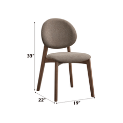 Hadasa Light Brown Linen & Walnut Finish Side Chair (Set of 2)