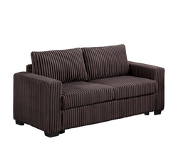 Chocolate Finish 2pc Sofa Set Back Cushion Plastic Legs Cup Holders Charging Port Corduroy Upholstered Modern Primary Living Room