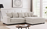 Luxe Oversized Two-Piece Right Facing Sectional Couches for Living Room, 102.4-Inch L Shaped Sofa with Chaise, Upholstered with Corduroy Fabric, Ivory
