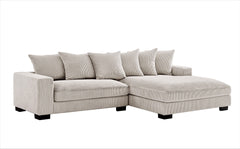 Luxe Oversized Two-Piece Right Facing Sectional Couches for Living Room, 102.4-Inch L Shaped Sofa with Chaise, Upholstered with Corduroy Fabric, Ivory