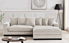 Luxe Oversized Two-Piece Right Facing Sectional Couches for Living Room, 102.4-Inch L Shaped Sofa with Chaise, Upholstered with Corduroy Fabric, Ivory