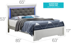 Lorana G6500C-QB3 Queen Bed , Silver Champagne