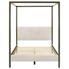Mellie Vanilla Upholstered Queen Canopy Bed