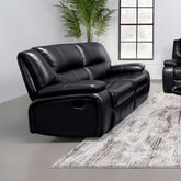 Elodie Black Upholstered Motion Reclining Loveseat