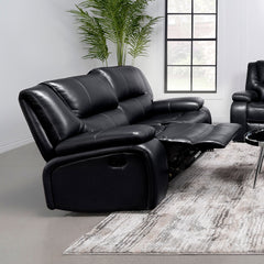 Elodie Black Upholstered Motion Reclining Loveseat