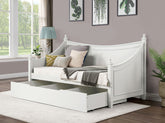 Transitional Style Twin Daybed Molding Design White Finish Mattress Ready Poster Design With Finials Solid Wood Structure