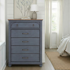 5-Drawer Chest, No Assembly Required, Corduroy Blue Finish