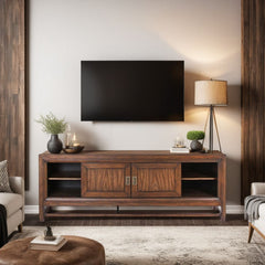 74" TV Stand Console, For TVs up to 85 inches, No Assembly Required, Two-Tone Finish