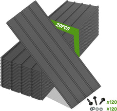 20PCS Metal Roofing Panels, Corrugated Galvanized Roof Panels, Waterproof Metal Siding Panels with 120 Pcs Steel Screws for Pergola, Gazebo, Shed, Garages, Stables and Mobile Homes (Grey)
