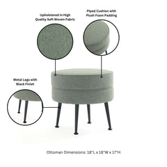 Accent Ottoman in Sage Green