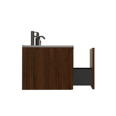 U046-Etna24W-305 Etna 24" Striped Walnut Bathroom Vanity with White Ceramic Sink, Wall Mounted Floating Bathroom Vanity for Modern Bathroom, Pre-assembled