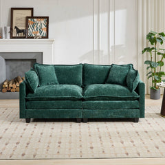 Cloud Sofa LoveSeat (Ottoman is not included), Modern Sectional Couch, for Living Room Bedroom and Apartment, Comfy Double Layer Upholstered Seat Cushion, Breathable Chenille Fabric, Green