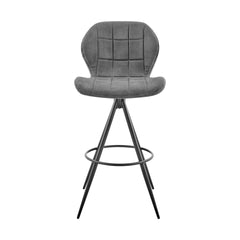 Hestrel 26" Swivel Counter Height Bar Stool in Charcoal Fabric and Black Finish