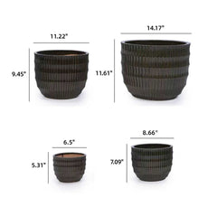 Handmade Dark Coffee Ceramic Planter Set of 4 (6.5" to 14.17" Length), Indoor/Outdoor Flower Pot for Succulents, Herbs by Window, Couchside - Breathable Clay with Drainage