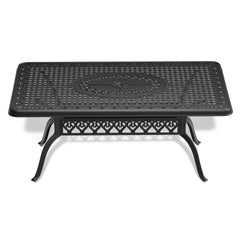 L66.93*W37.4-inch Cast Aluminum Patio Dining Table With Black Frame and Umbrella Hole