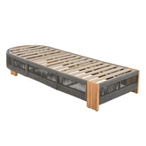 Outdoor Acacia Wood Patio Adjustable Lounge Chair - Uncushioned for Backyard Pool Garden-Grey rope & Natural iron